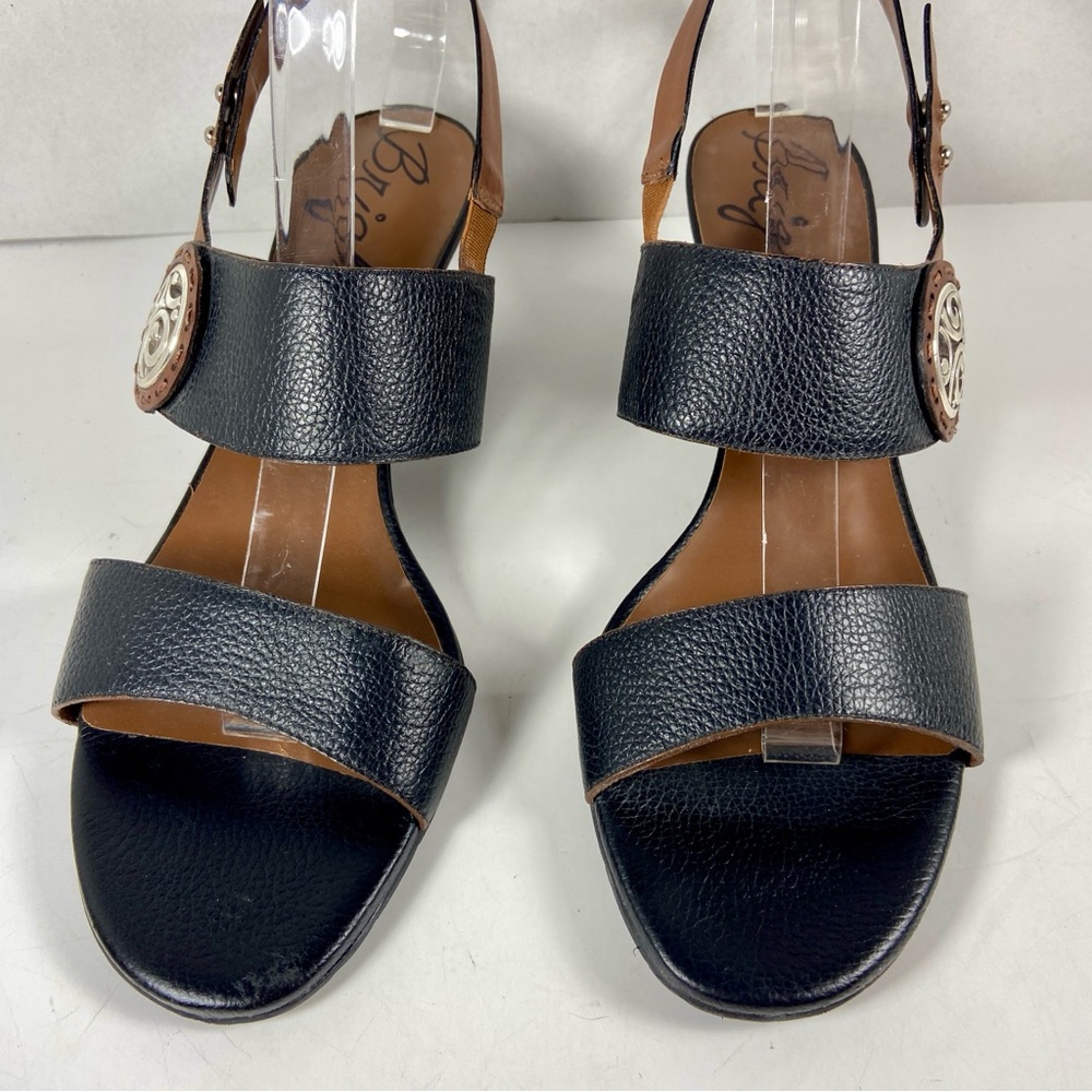 Brighton Black and Brown Heels with Decorative Metal Detail - Picture 3 of 12